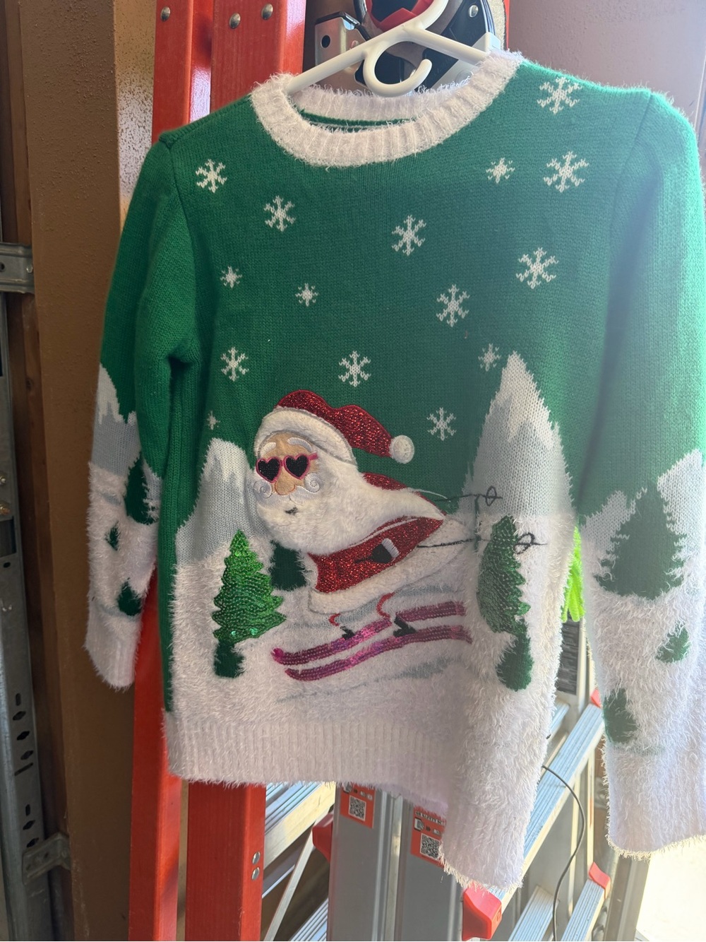 Holiday Time Green and White Holiday Sweater